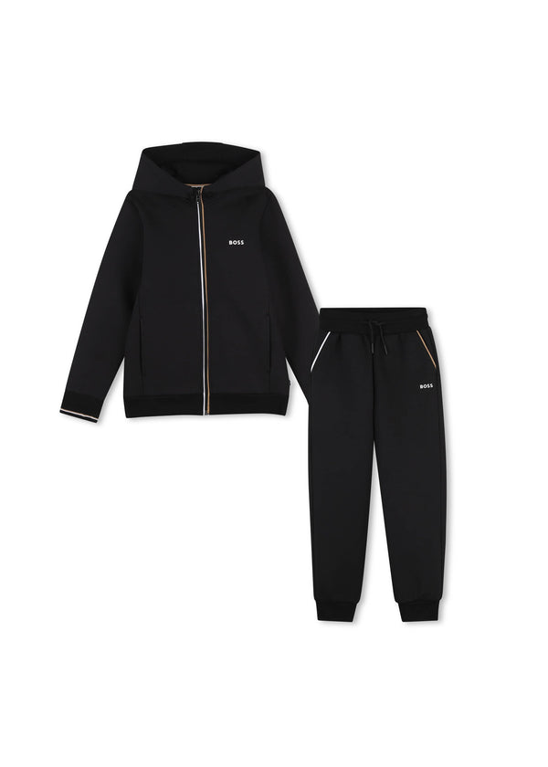 BOSS Kids Tuta con felpa con cappuccio e pantaloni - Nero