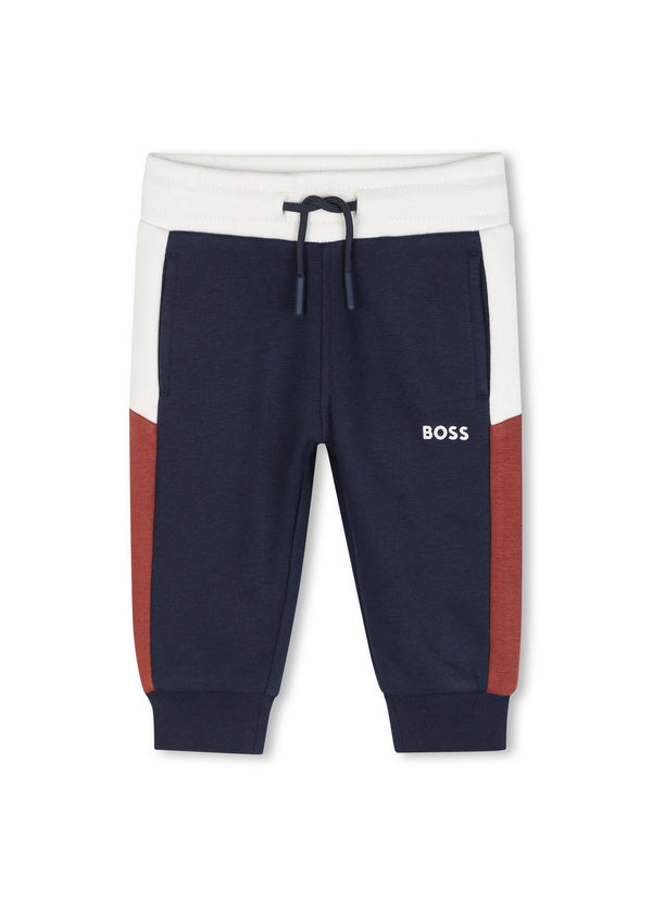 BOSS Kids Pantaloni jogging in felpa con dettagli a contrasto - Marine