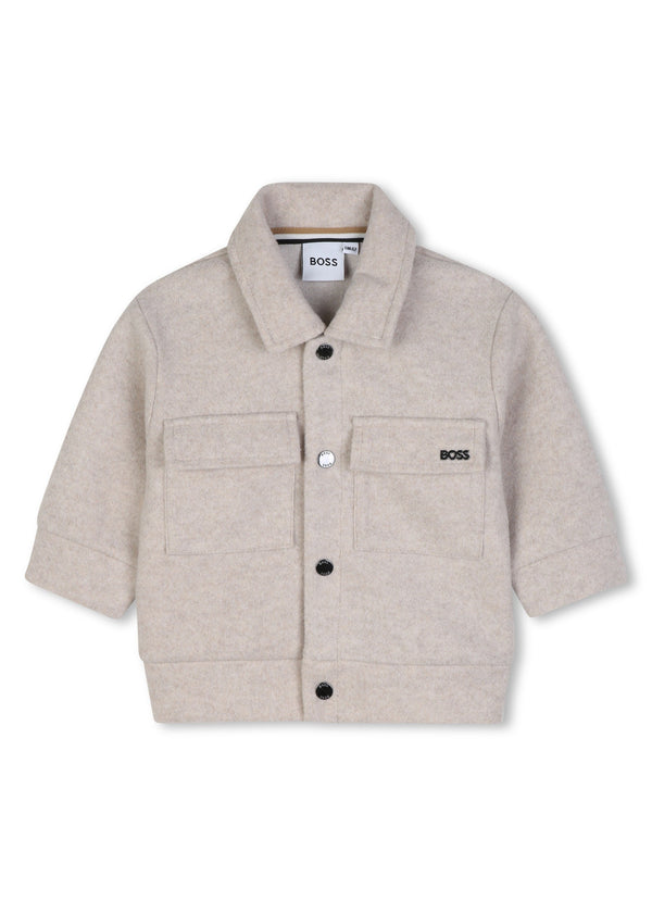 BOSS Kids Giacca in flanella mélange - Ecru antico