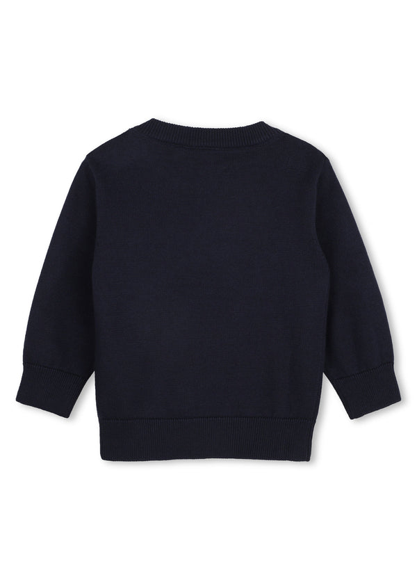 BOSS Kids Maglione in cotone con logo in rilievo - Marine