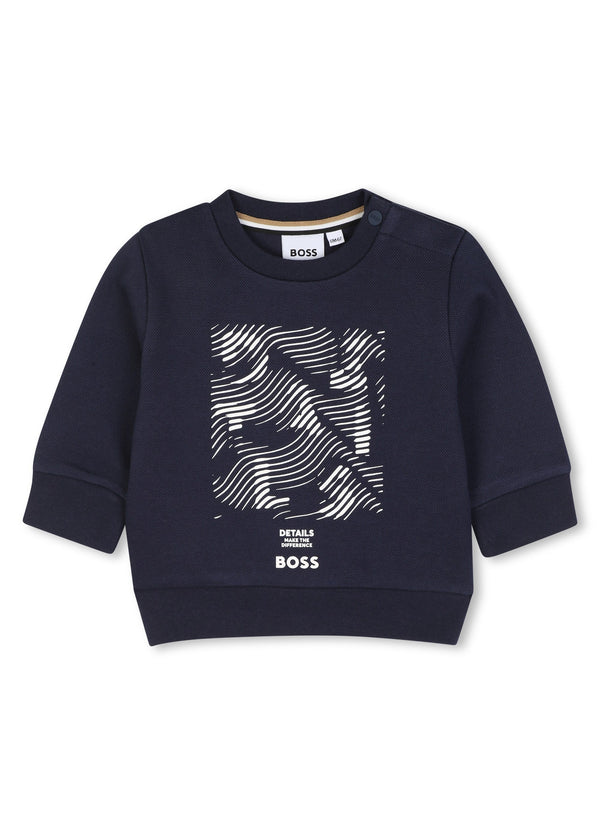 BOSS Kids Felpa girocollo in piqué con stampa grafica - Marine