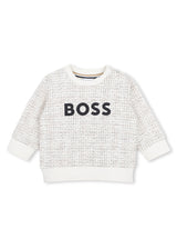 BOSS Kids Felpa con motivo check e grande logo - Avorio