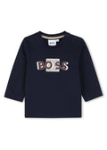 BOSS Kids Maglia a maniche lunghe con logo in rilievo - Marine