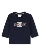 BOSS Kids Maglia a maniche lunghe con logo in rilievo - Marine