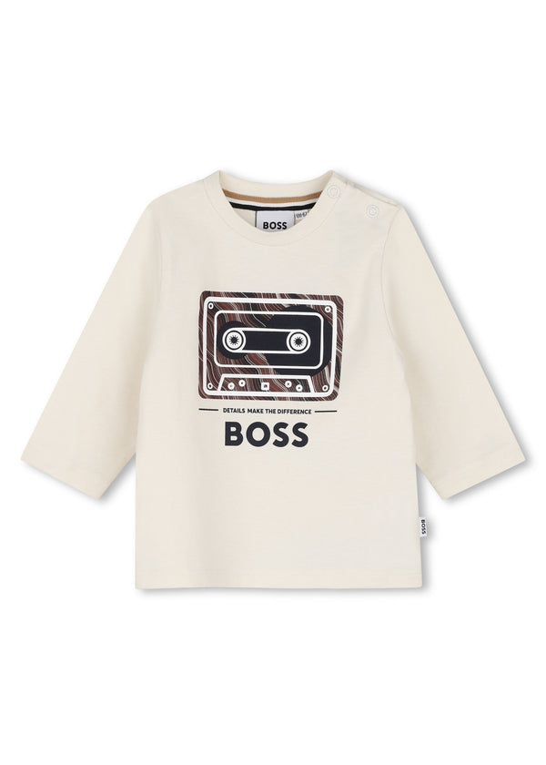 BOSS Kids Maglia a maniche lunghe con stampa grafica - Avorio