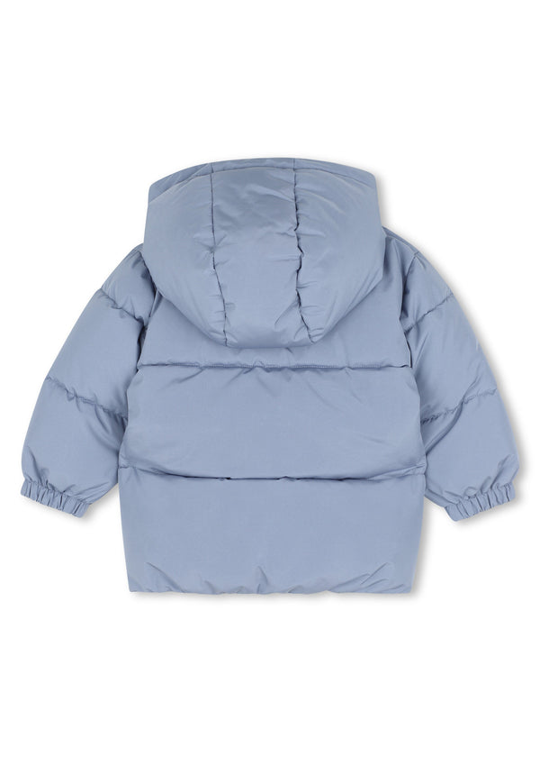 BOSS Kids Piumino con cappuccio e badge logo - Blu lavanda