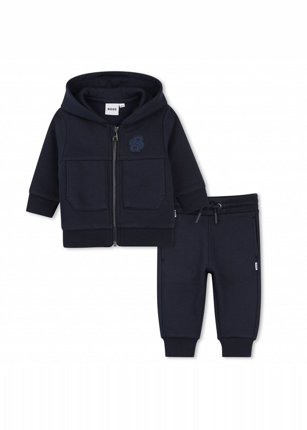 BOSS Kids Tuta con felpa con cappuccio e ricamo Double B - Marine