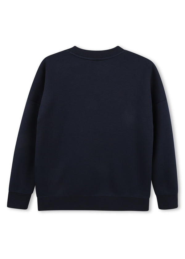 BOSS Kids Felpa in cotone garzato con etichetta logo - Marine