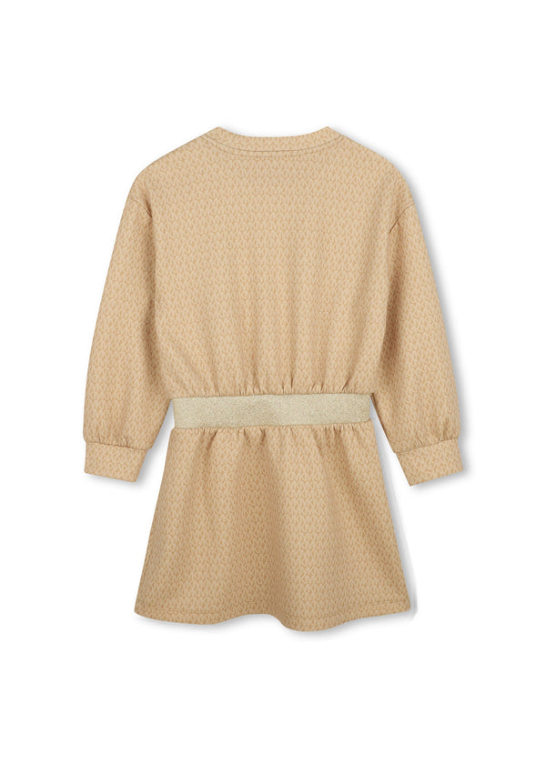 Michael Kors Kids Abito in doppio jersey con stampa MK Signature - Marrone chiaro