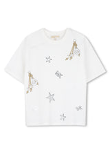 Michael Kors Kids T-shirt in cotone biologico con stampa charms - Bianco sporco