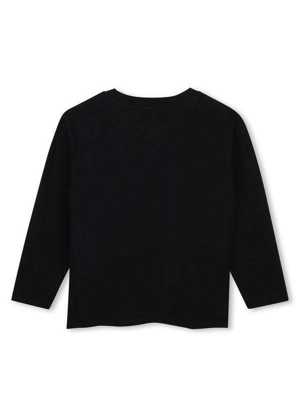 Michael Kors Kids Maglia a maniche lunghe con stampa MK charm metallizzata - Nero