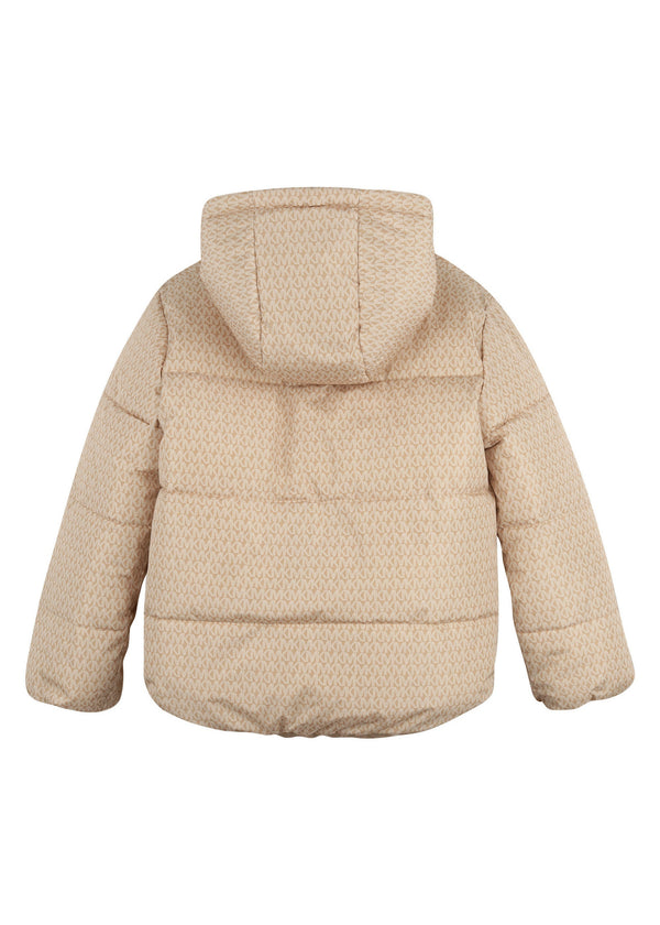 Michael Kors Kids Piumino reversibile con cappuccio e stampa MK Signature - Marrone chiaro