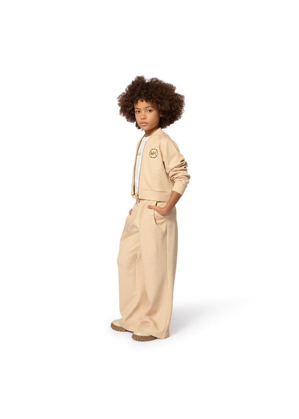 Michael Kors Kids Pantaloni jogging a gamba ampia con stampa MK Signature - Marrone chiaro