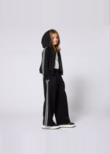 Michael Kors Kids Pantaloni jogging effetto pesca con bande logo MK - Nero