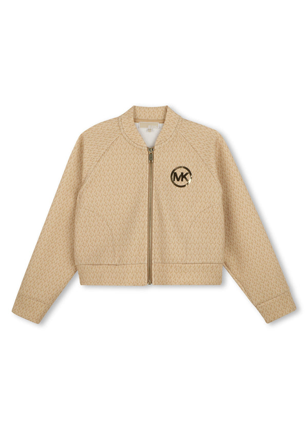Michael Kors Kids Cardigan con zip e stampa MK Signature - Marrone chiaro