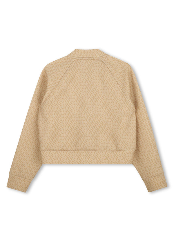 Michael Kors Kids Cardigan con zip e stampa MK Signature - Marrone chiaro