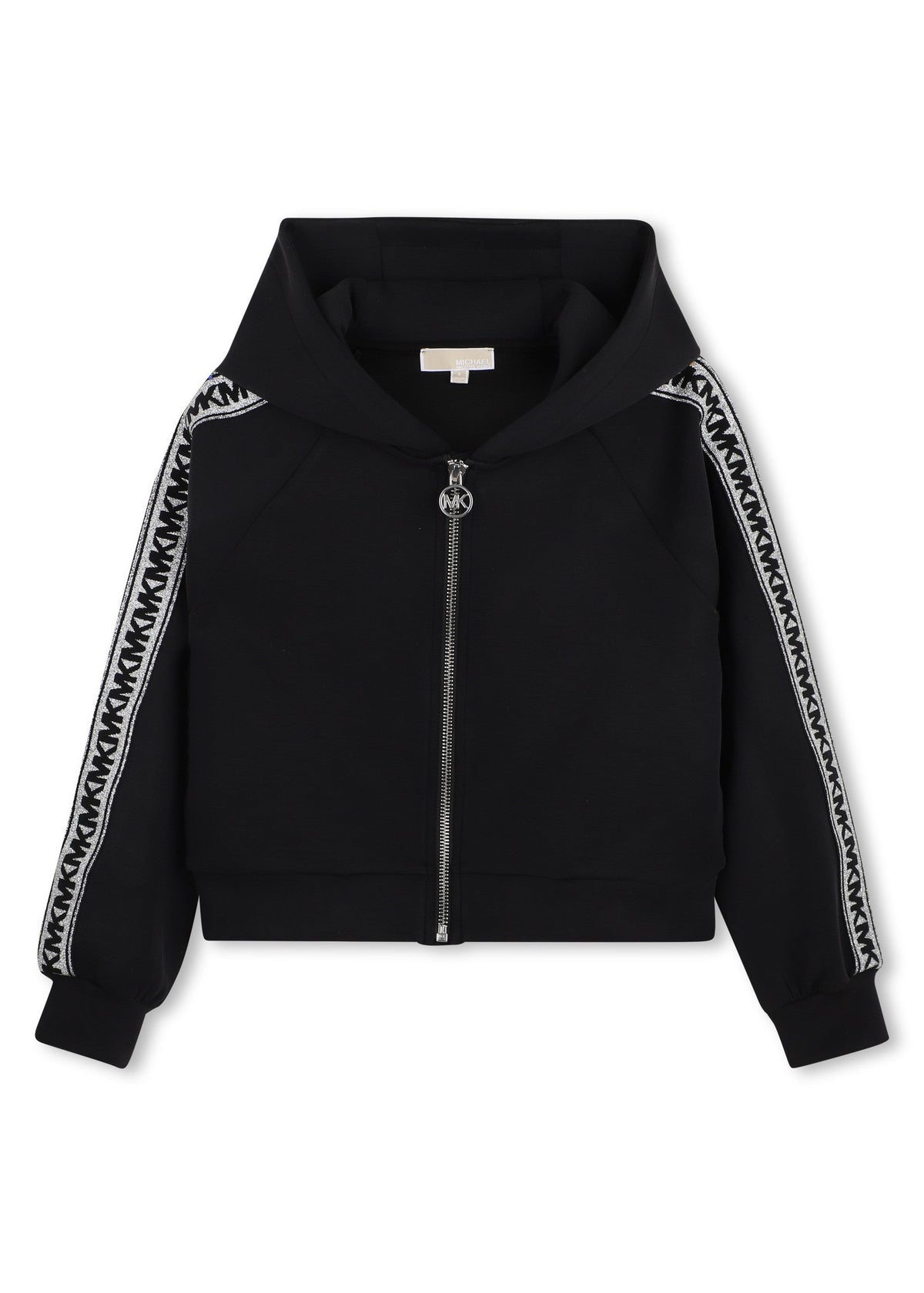 Michael Kors Kids Cardigan con cappuccio effetto pesca e bande logo MK - Nero