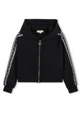 Michael Kors Kids Cardigan con cappuccio effetto pesca e bande logo MK - Nero