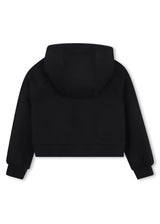 Michael Kors Kids Cardigan con cappuccio effetto pesca e bande logo MK - Nero