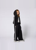 Michael Kors Kids Cardigan con cappuccio effetto pesca e bande logo MK - Nero