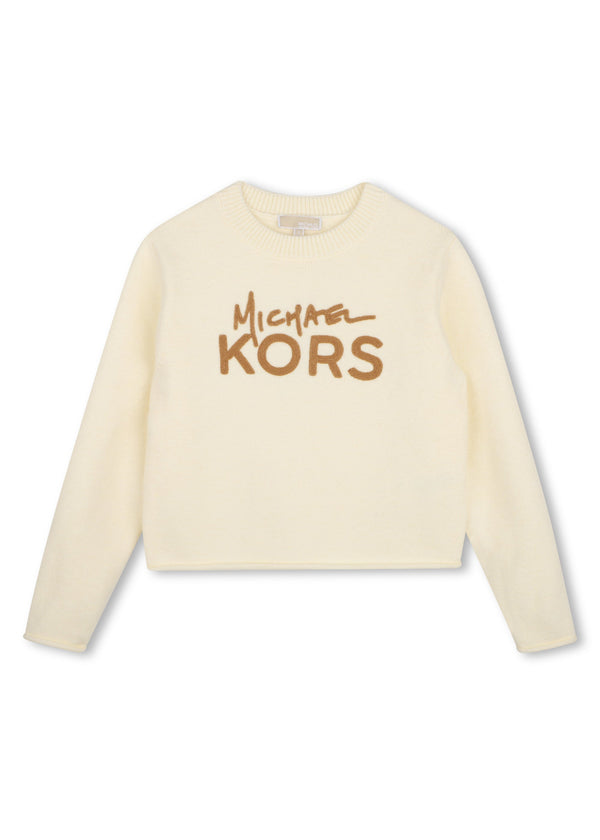 Michael Kors Kids Maglione con scritta Michael Kors ricamata - Crema