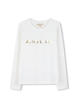 Michael Kors Kids Maglia a maniche lunghe in cotone biologico con stampa Michael Kors - Bianco sporco