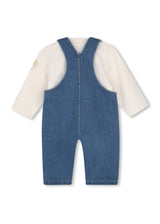 Timberland Kids Set salopette in denim e maglia a maniche lunghe - Grigio mare