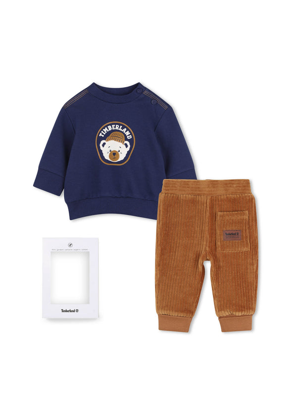 Timberland Kids Set felpa e pantaloni in velluto a coste - Blu medievale
