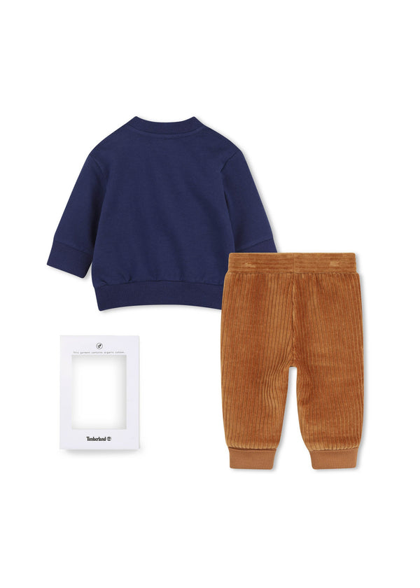 Timberland Kids Set felpa e pantaloni in velluto a coste - Blu medievale