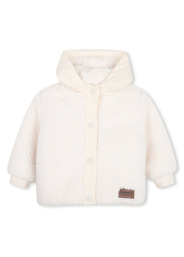 Timberland Kids Cardigan con cappuccio effetto montone - Avorio