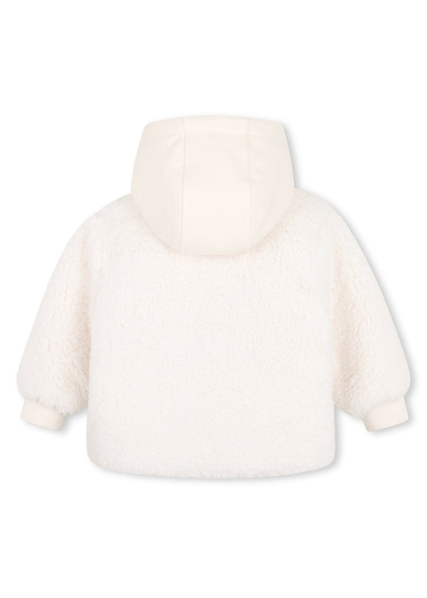Timberland Kids Cardigan con cappuccio effetto montone - Avorio