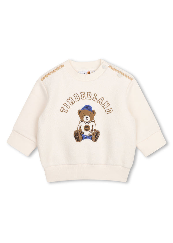 Timberland Kids Felpa in cotone biologico con illustrazione in rilievo - Avorio