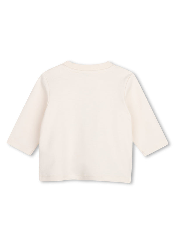 Timberland Kids Maglia a maniche lunghe in interlock di cotone biologico con illustrazione - Avorio