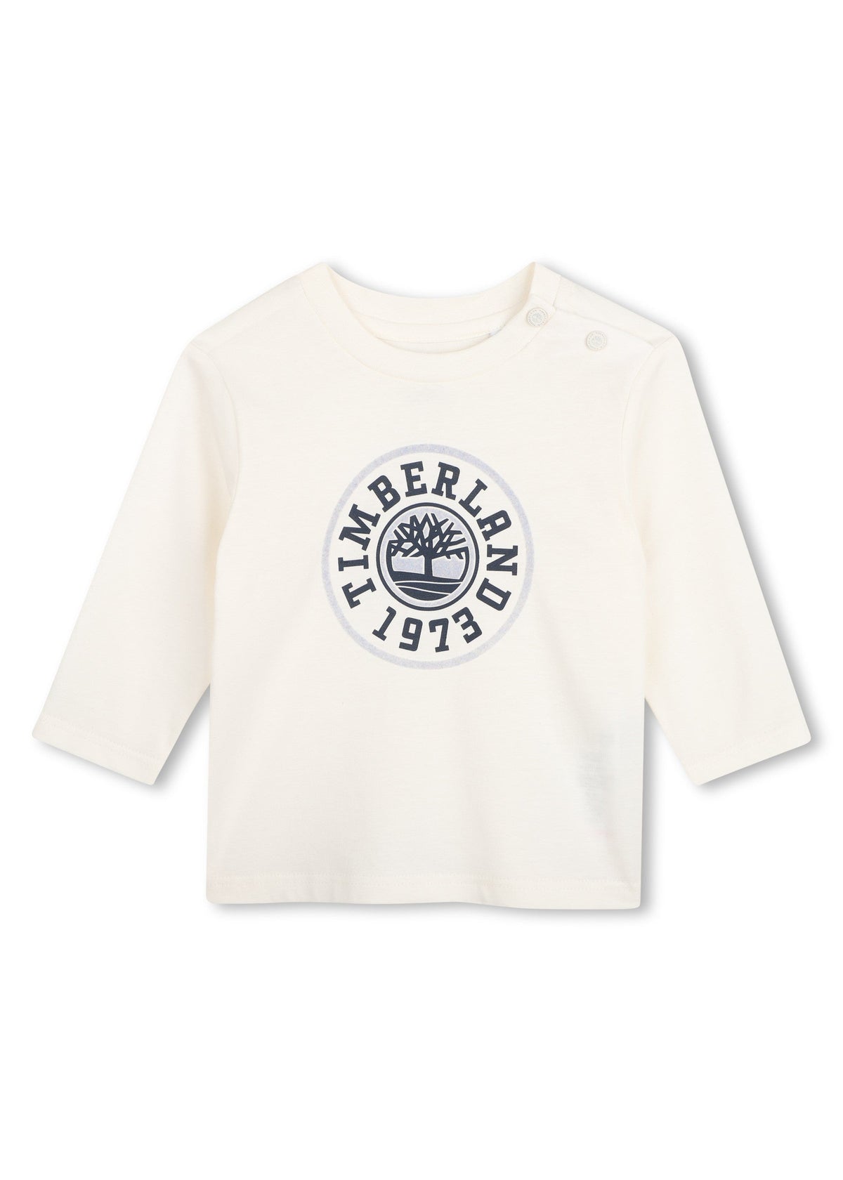 Timberland Kids Maglia a maniche lunghe in cotone biologico con logo - Avorio