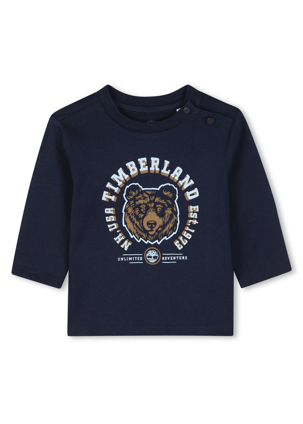 Timberland Kids Maglia a maniche lunghe in jersey di cotone biologico con illustrazione - Marine