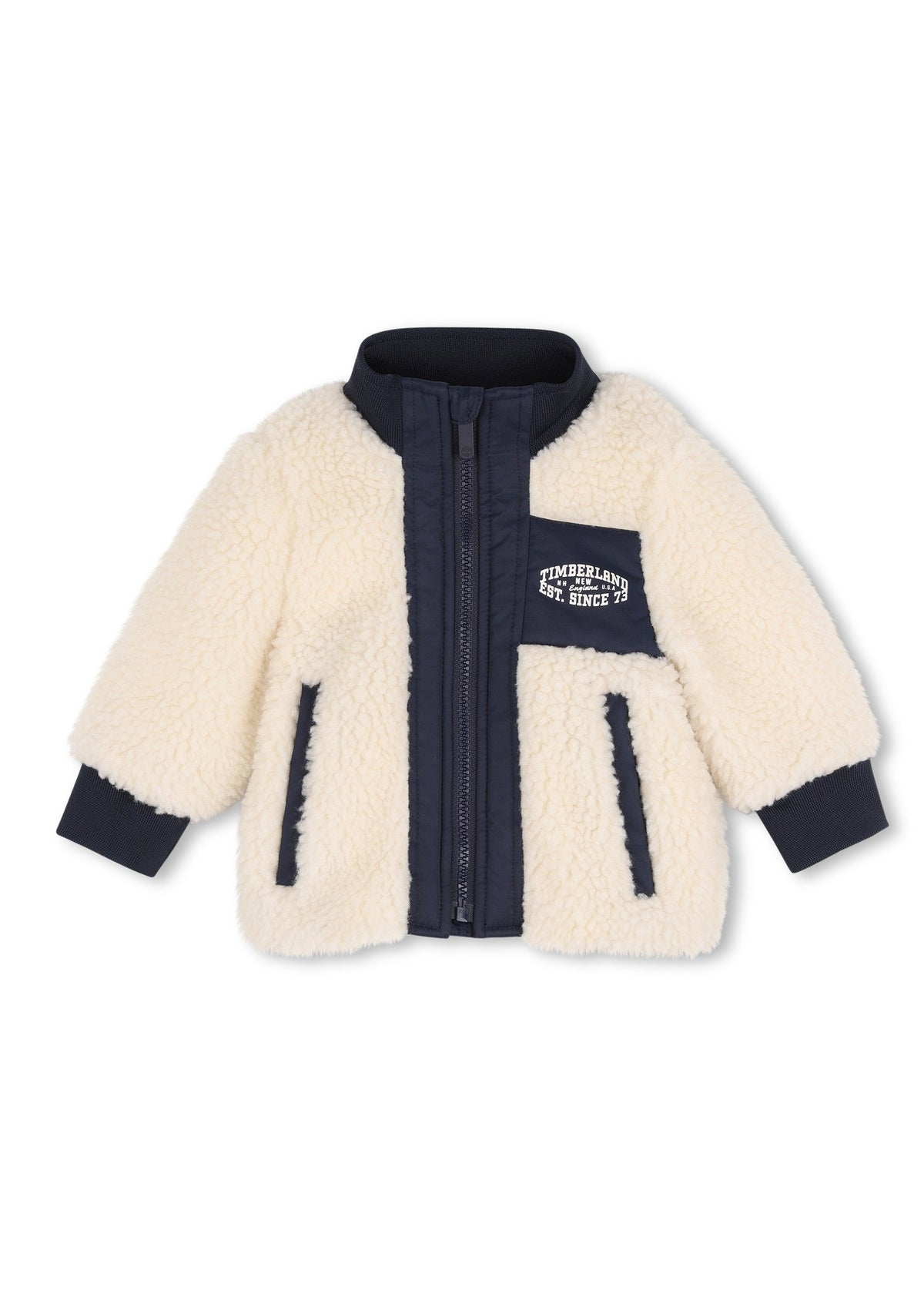 Timberland Kids Cardigan con zip effetto montone - Avorio