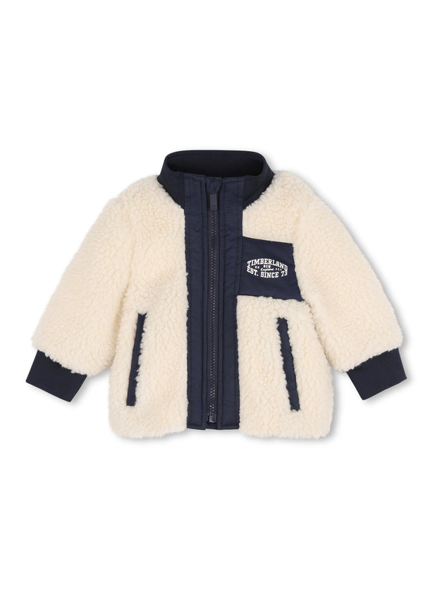 Timberland Kids Cardigan con zip effetto montone - Avorio