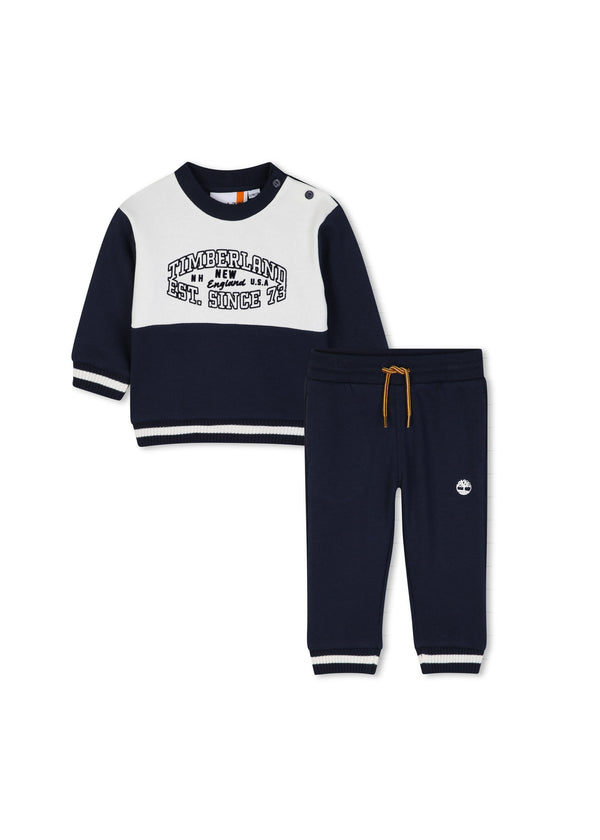 Timberland Kids Tuta con felpa bicolore e pantaloni jogging - Marine