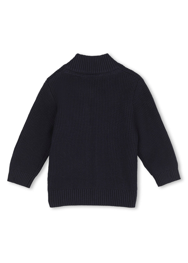 Timberland Kids Cardigan in maglia di cotone con zip - Marine
