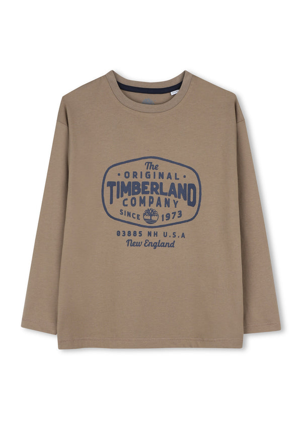 Timberland Kids Maglia a maniche lunghe relaxed fit con logo - Kaki