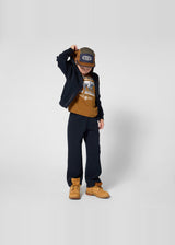 Timberland Kids Felpa con cappuccio e zip in piqué - Marine