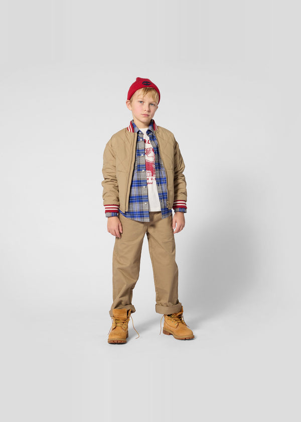 Timberland Kids Pantaloni in twill con vita elasticizzata - Kaki