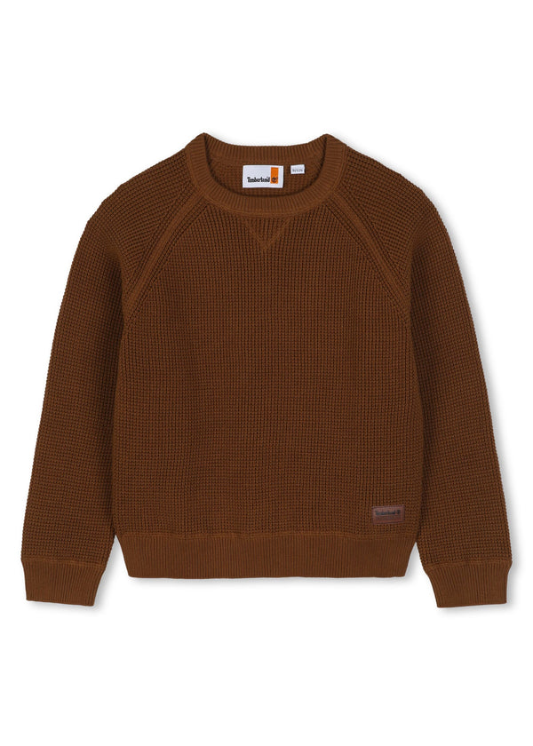 Timberland Kids Maglione in cotone a nido d'ape - Marrone