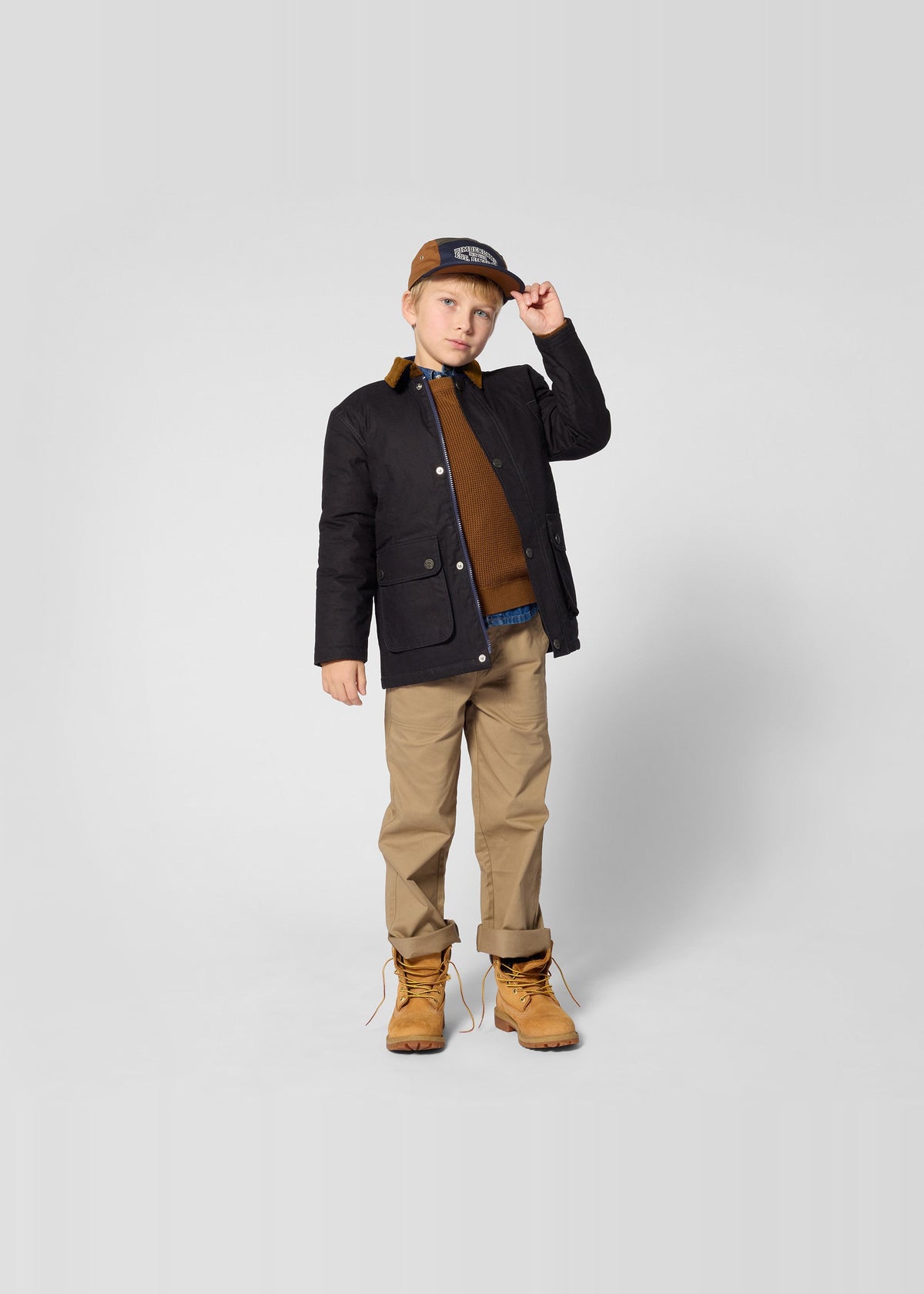 Timberland Kids Maglione in cotone a nido d'ape - Marrone