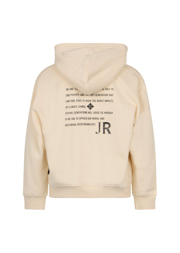 Richmond Junior Felpa con cappuccio e logo gotico stampato - Cream