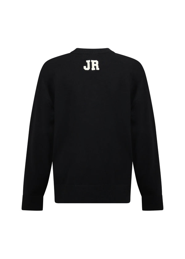 Richmond Junior Maglione girocollo con logo lettering a contrasto - Black