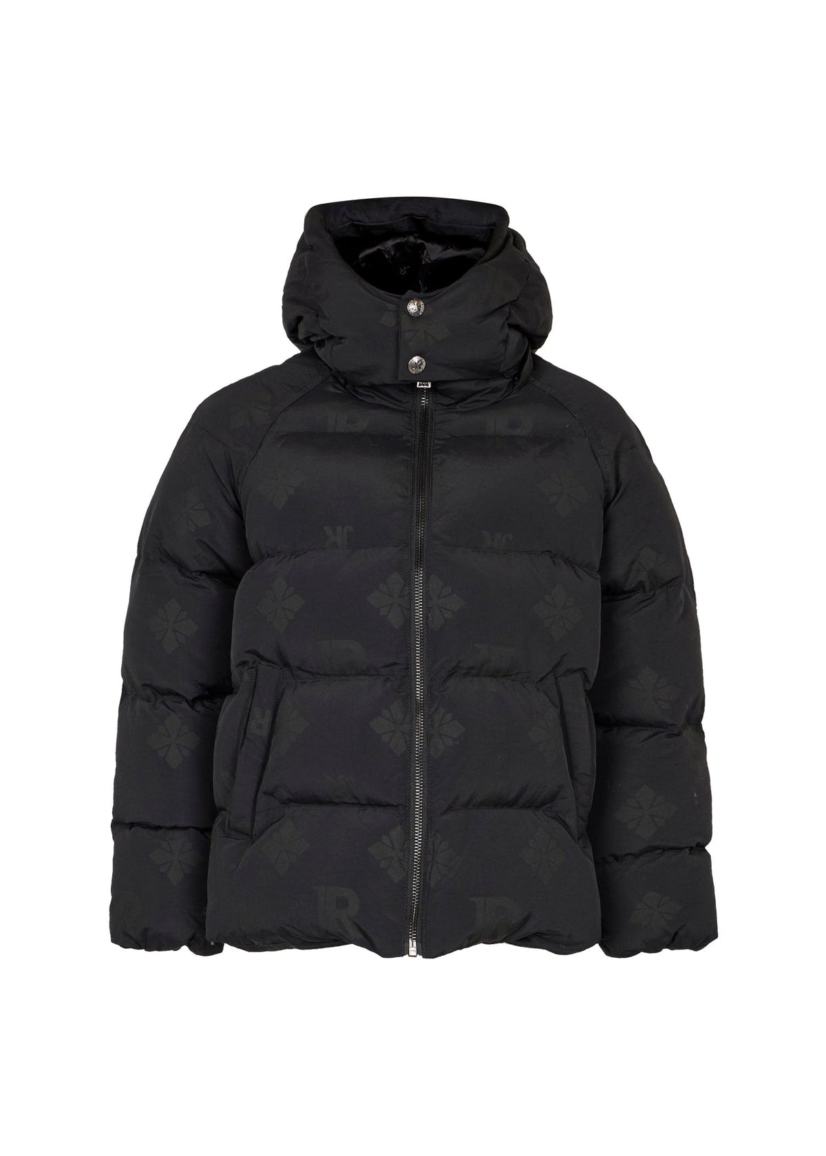 Richmond Junior Piumino con cappuccio e monogramma JR tono su tono - Jr Monogram Black