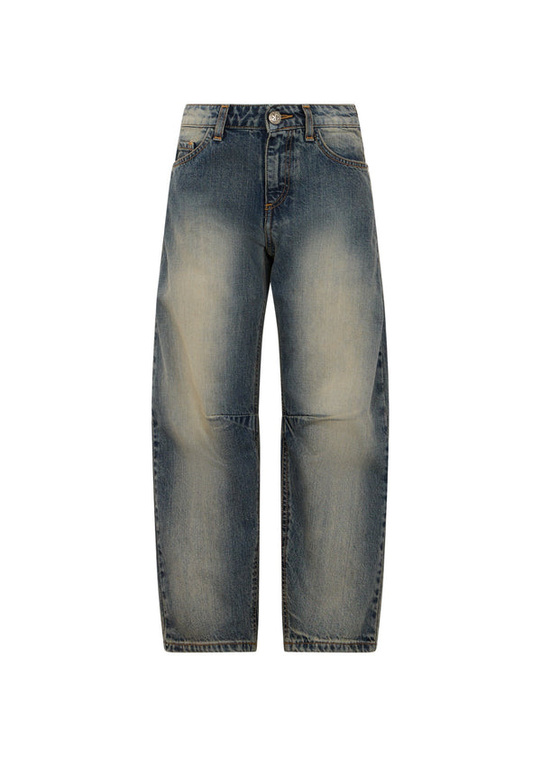 Richmond Junior Jeans a gamba ampia con lavaggio dirty e logo gotico - Denim Dirty Effect