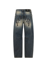 Richmond Junior Jeans a gamba ampia con lavaggio dirty e logo gotico - Denim Dirty Effect