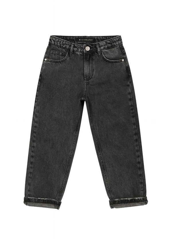 Richmond Junior Jeans a gamba ampia con toppe lettera sul retro - Denim Black